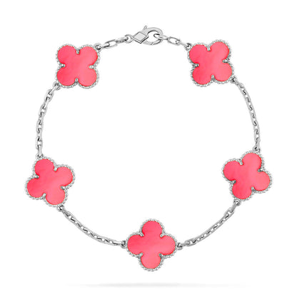 [Novalux]LUCKY CLOVER 5-MOTIF BRACELET - PINK MOTHER-OF-PEARL COLLECTION