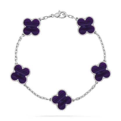[Novalux]LUCKY CLOVER 5-MOTIF BRACELET - CHAROITE COLLECTION
