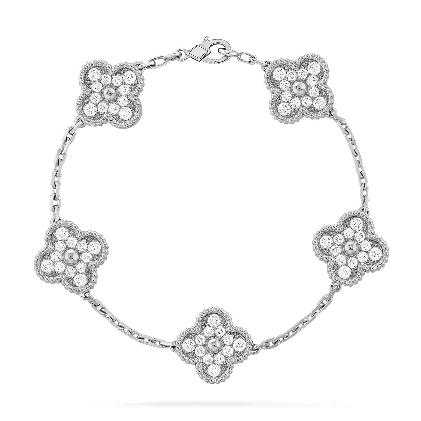 [Novalux]LUCKY CLOVER 5-MOTIF BRACELET - FULL-DIAMOND