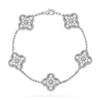 [Novalux]LUCKY CLOVER 5-MOTIF BRACELET - FULL-DIAMOND