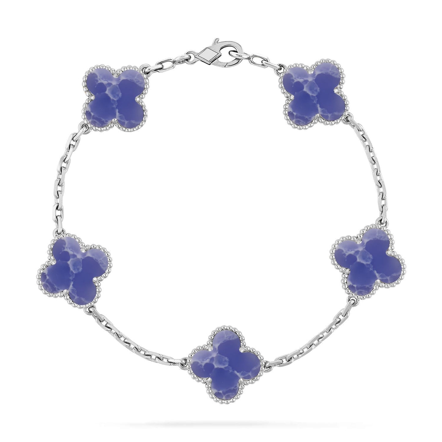[Novalux]LUCKY CLOVER 5-MOTIF BRACELET - BLUE LARIMAR COLLECTION