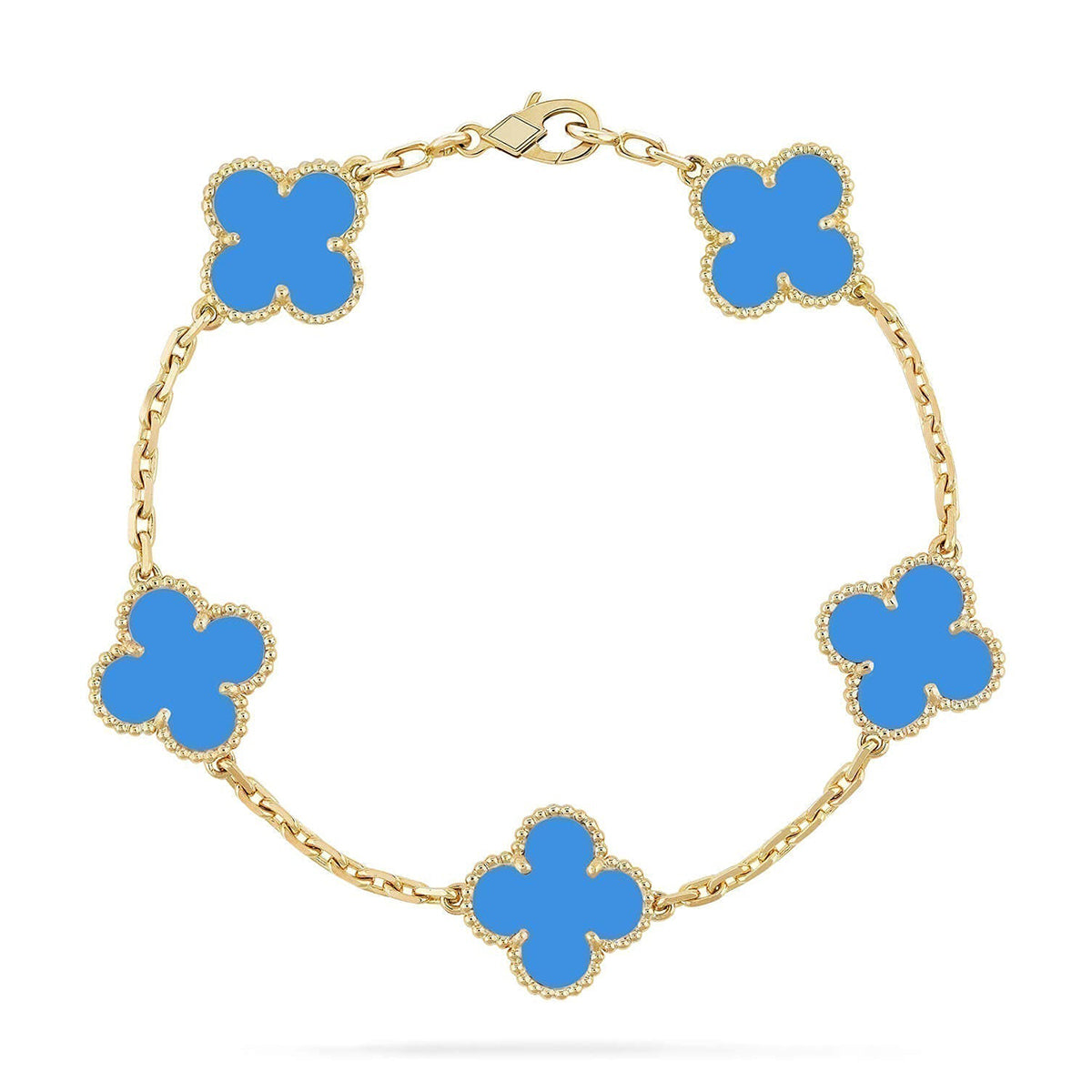 [Novalux]LUCKY CLOVER 5-MOTIF BRACELET - BLUE AGATE COLLECTION