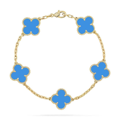 [Novalux]LUCKY CLOVER 5-MOTIF BRACELET - BLUE AGATE COLLECTION