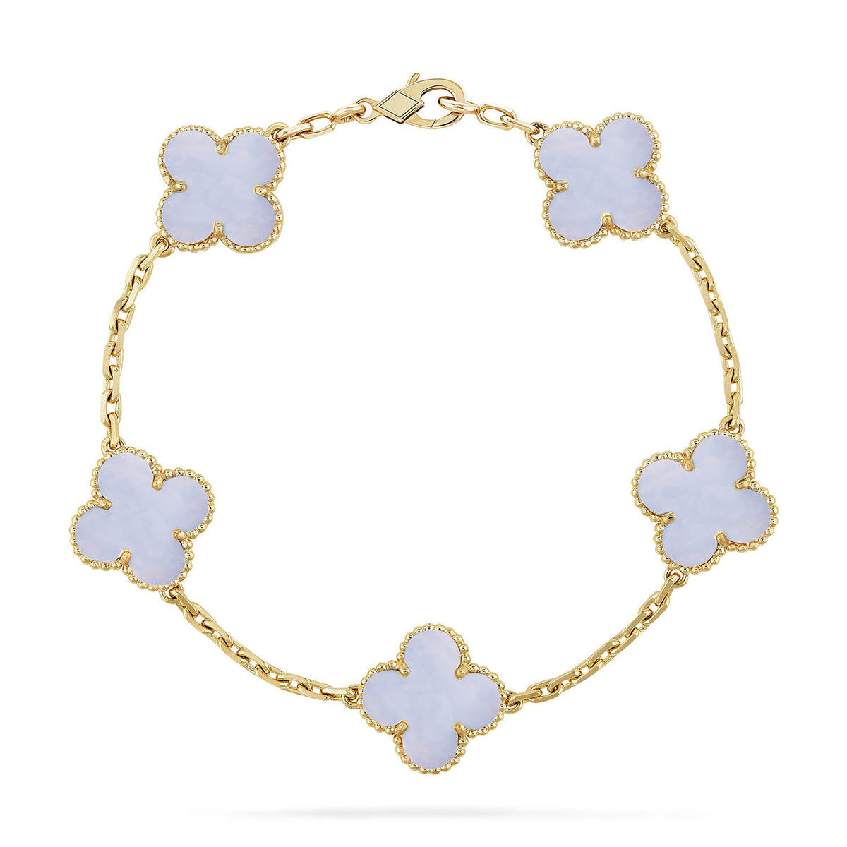 [Novalux]LUCKY CLOVER 5-MOTIF BRACELET - PURPLE CHALCEDONY COLLECTION