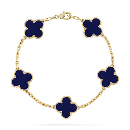 [Novalux]LUCKY CLOVER 5-MOTIF BRACELET - LAPIS LAZULI COLLECTION