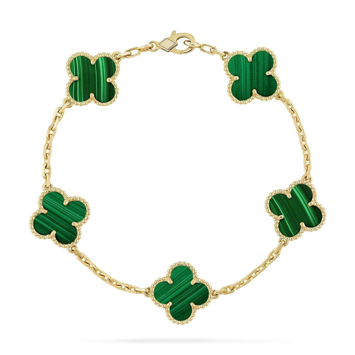 [Novalux]LUCKY CLOVER 5-MOTIF BRACELET - MALACHITE COLLECTION