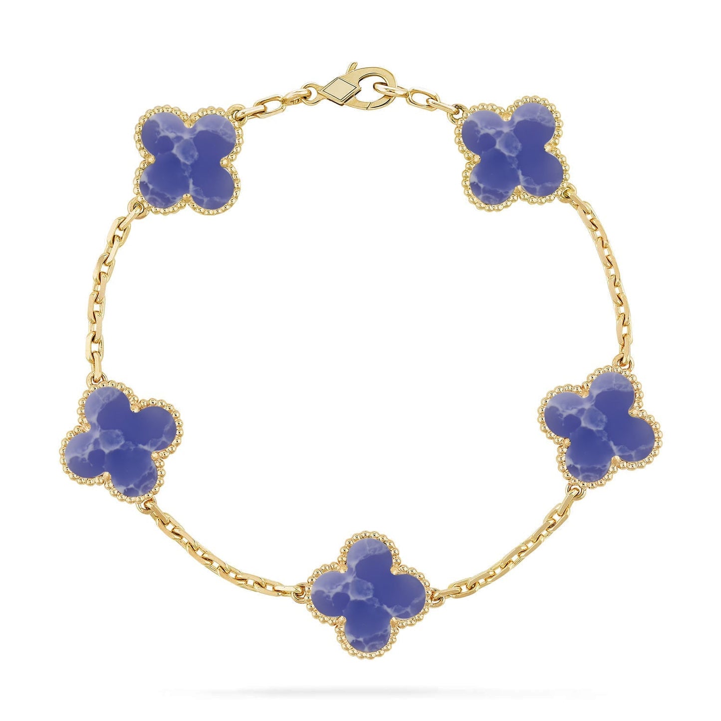 [Novalux]LUCKY CLOVER 5-MOTIF BRACELET - BLUE LARIMAR COLLECTION