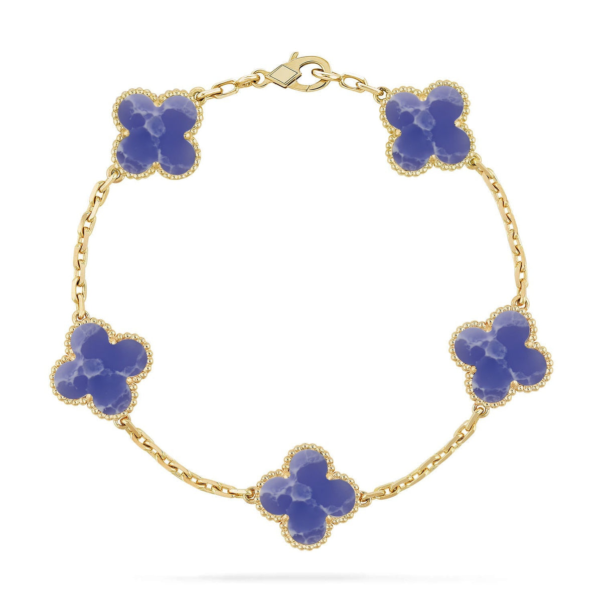 [Novalux]LUCKY CLOVER 5-MOTIF BRACELET - BLUE LARIMAR COLLECTION