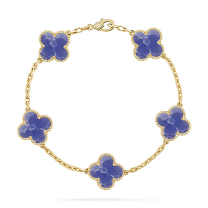 [Novalux]LUCKY CLOVER 5-MOTIF BRACELET - BLUE LARIMAR COLLECTION