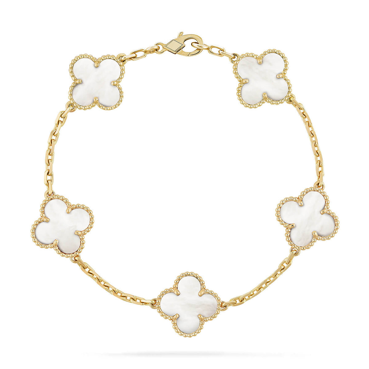 [Novalux]LUCKY CLOVER 5-MOTIF BRACELET - WHITE MOTHER-OF-PEARL COLLECTION
