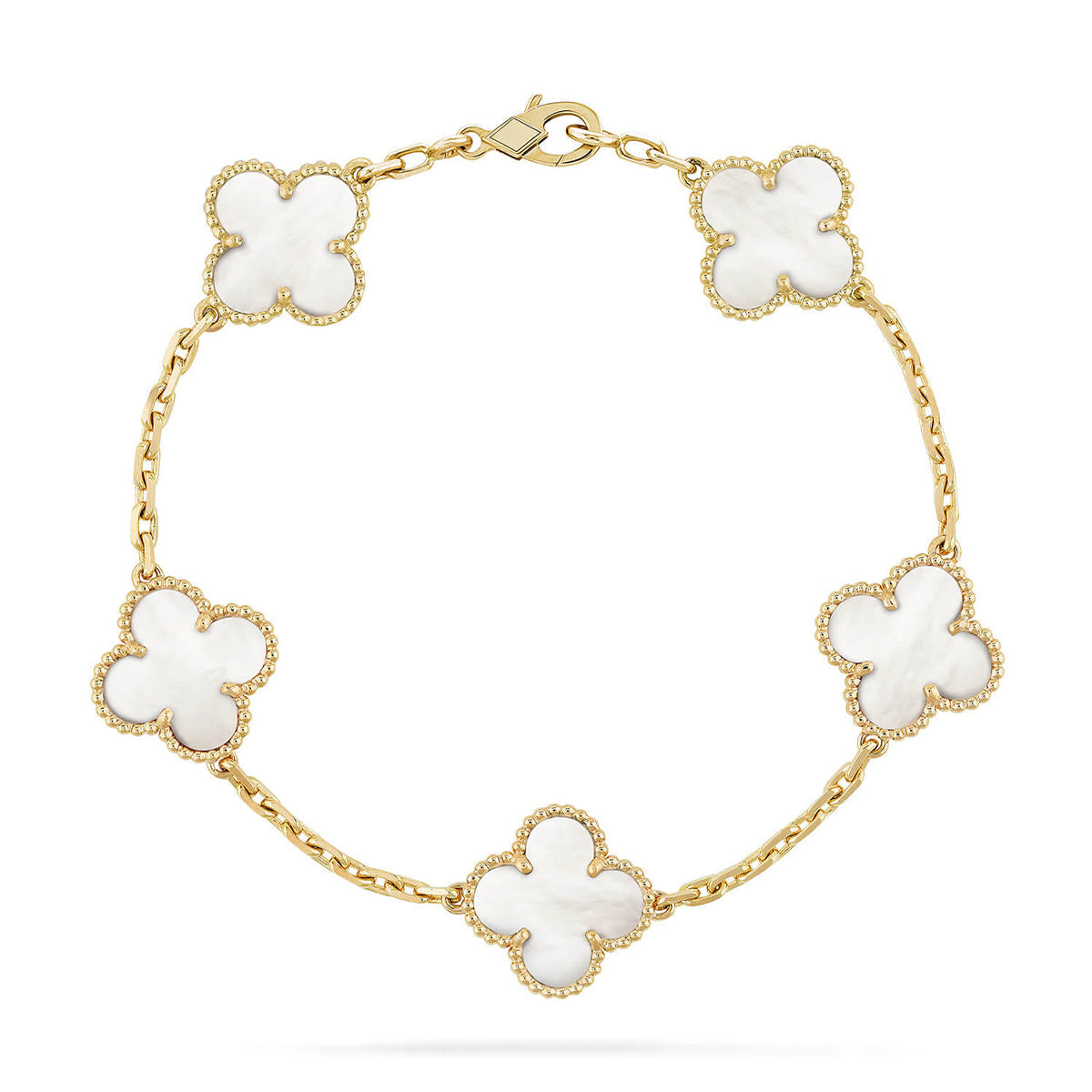 [Novalux]LUCKY CLOVER 5-MOTIF BRACELET - WHITE MOTHER-OF-PEARL COLLECTION