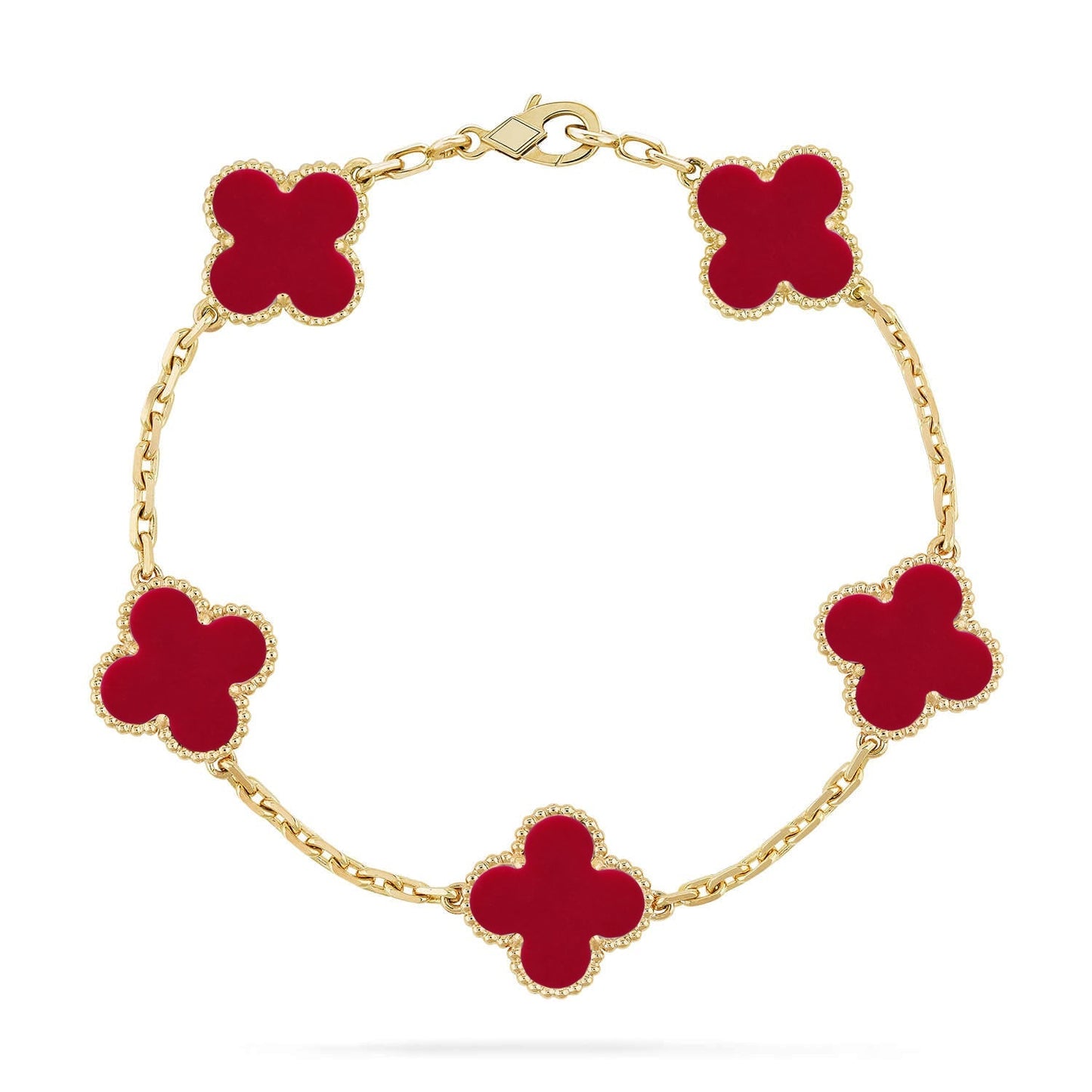 [Novalux]LUCKY CLOVER 5-MOTIF BRACELET - RED CARNELIAN COLLECTION