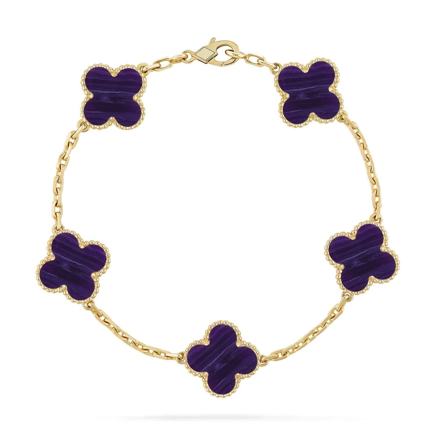 [Novalux]LUCKY CLOVER 5-MOTIF BRACELET - CHAROITE COLLECTION