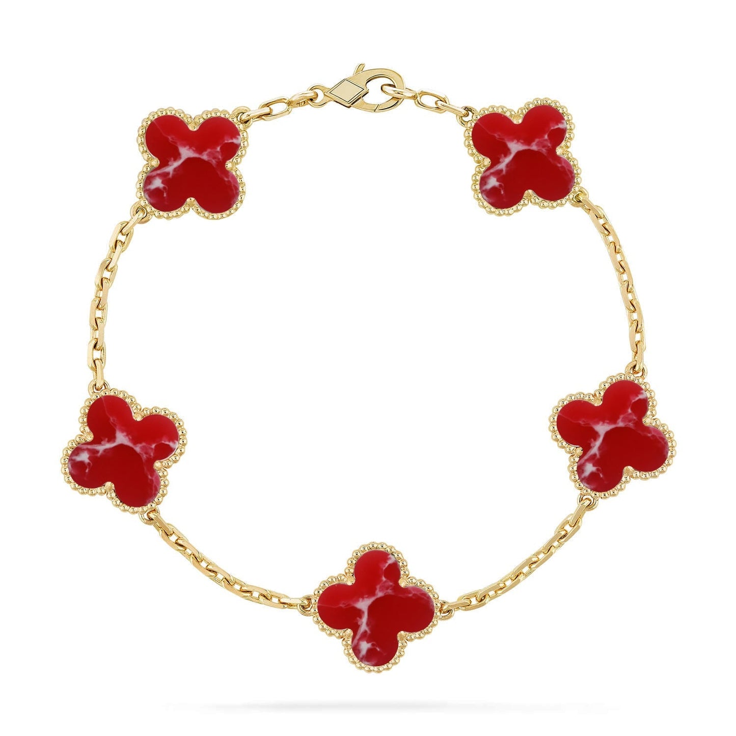 [Novalux]LUCKY CLOVER 5-MOTIF BRACELET - RED LARIMAR COLLECTION