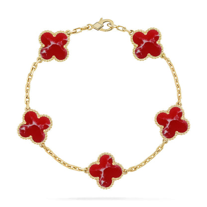 [Novalux]LUCKY CLOVER 5-MOTIF BRACELET - RED LARIMAR COLLECTION