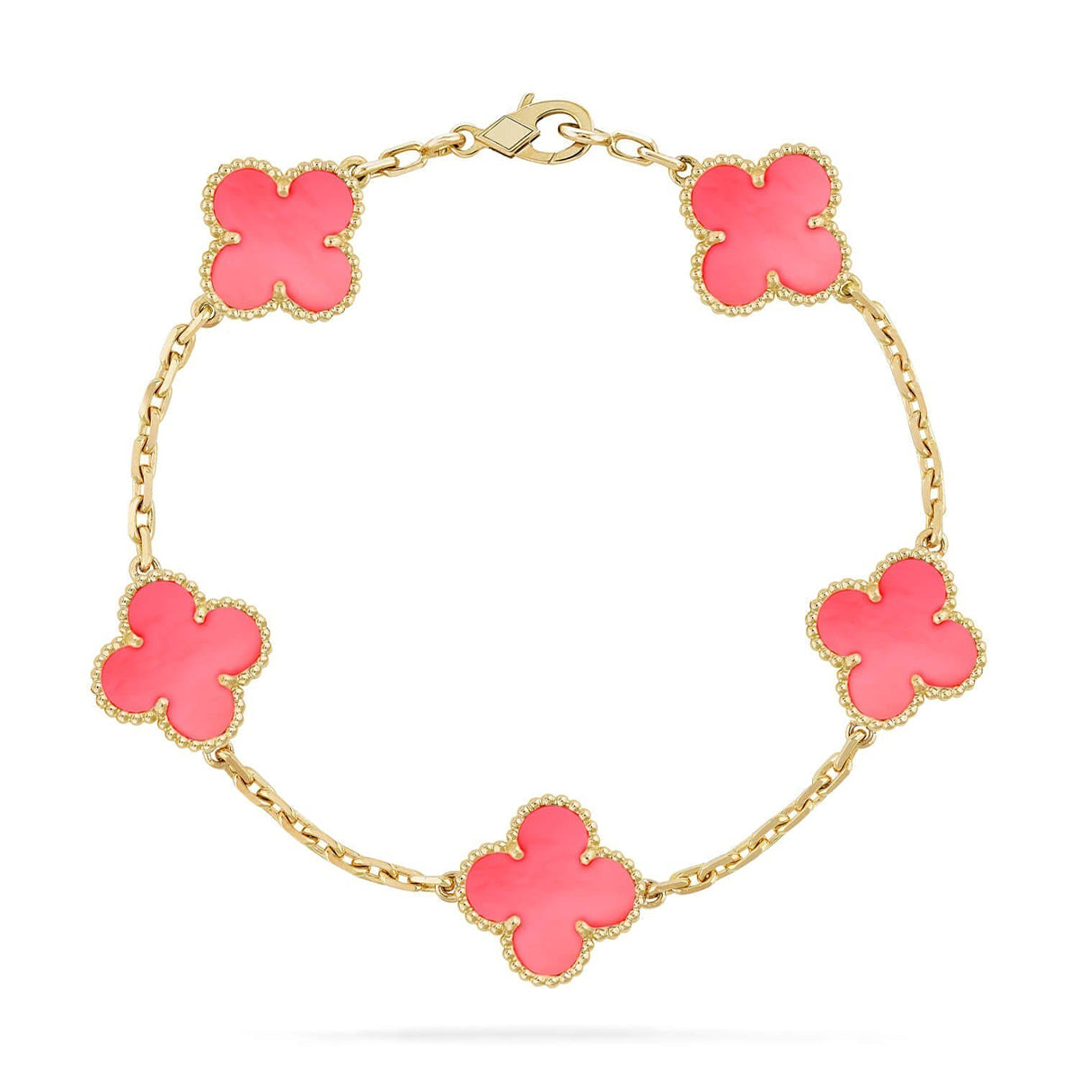 [Novalux]LUCKY CLOVER 5-MOTIF BRACELET - PINK MOTHER-OF-PEARL COLLECTION