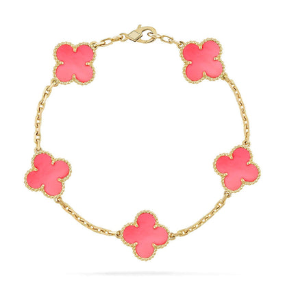 [Novalux]LUCKY CLOVER 5-MOTIF BRACELET - PINK MOTHER-OF-PEARL COLLECTION