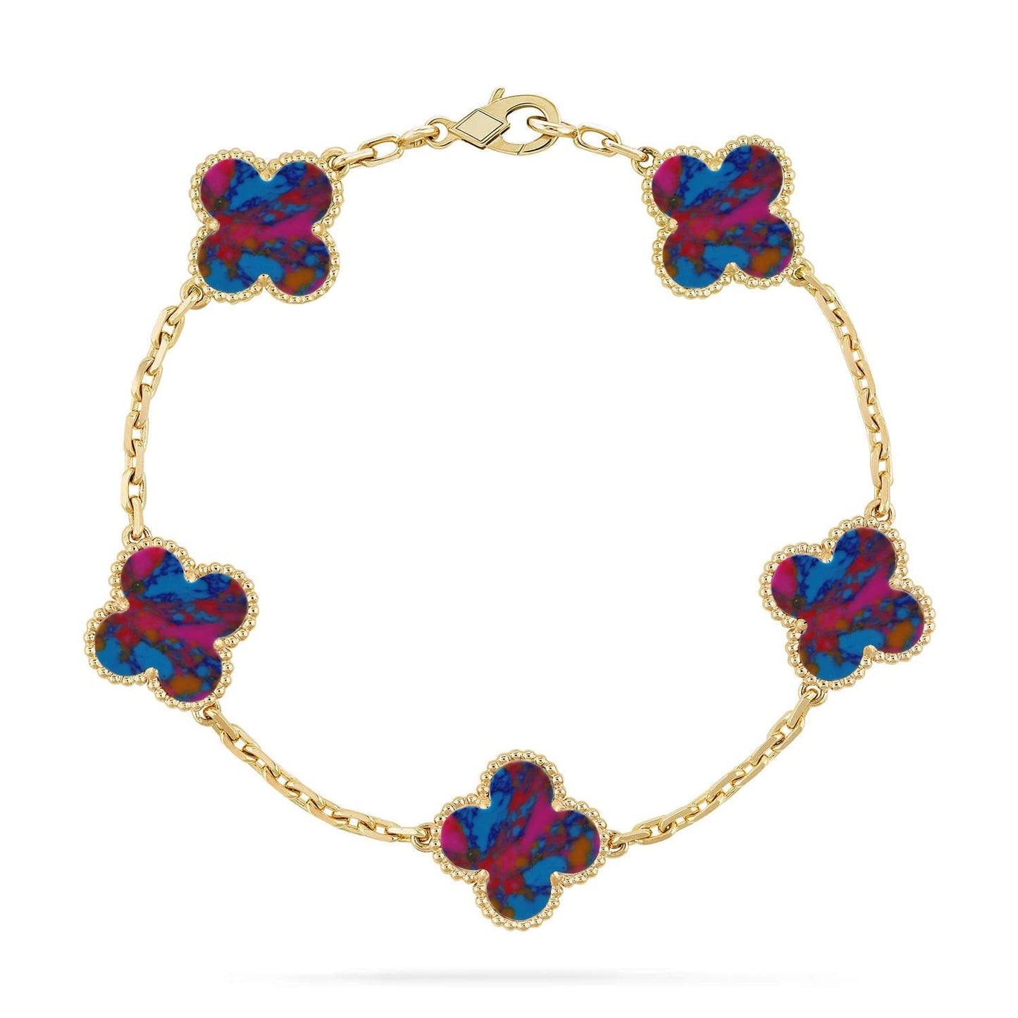 [Novalux]LUCKY CLOVER 5-MOTIF BRACELET - MULTI-GEM COLLECTION