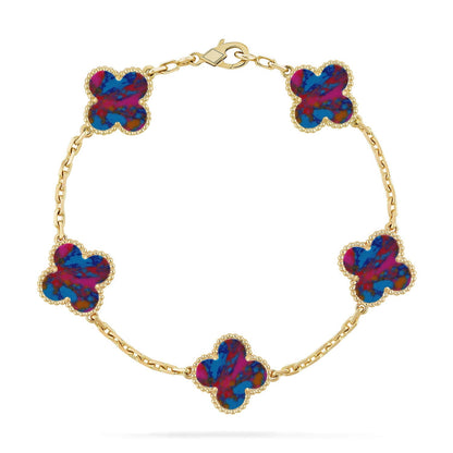[Novalux]LUCKY CLOVER 5-MOTIF BRACELET - MULTI-GEM COLLECTION