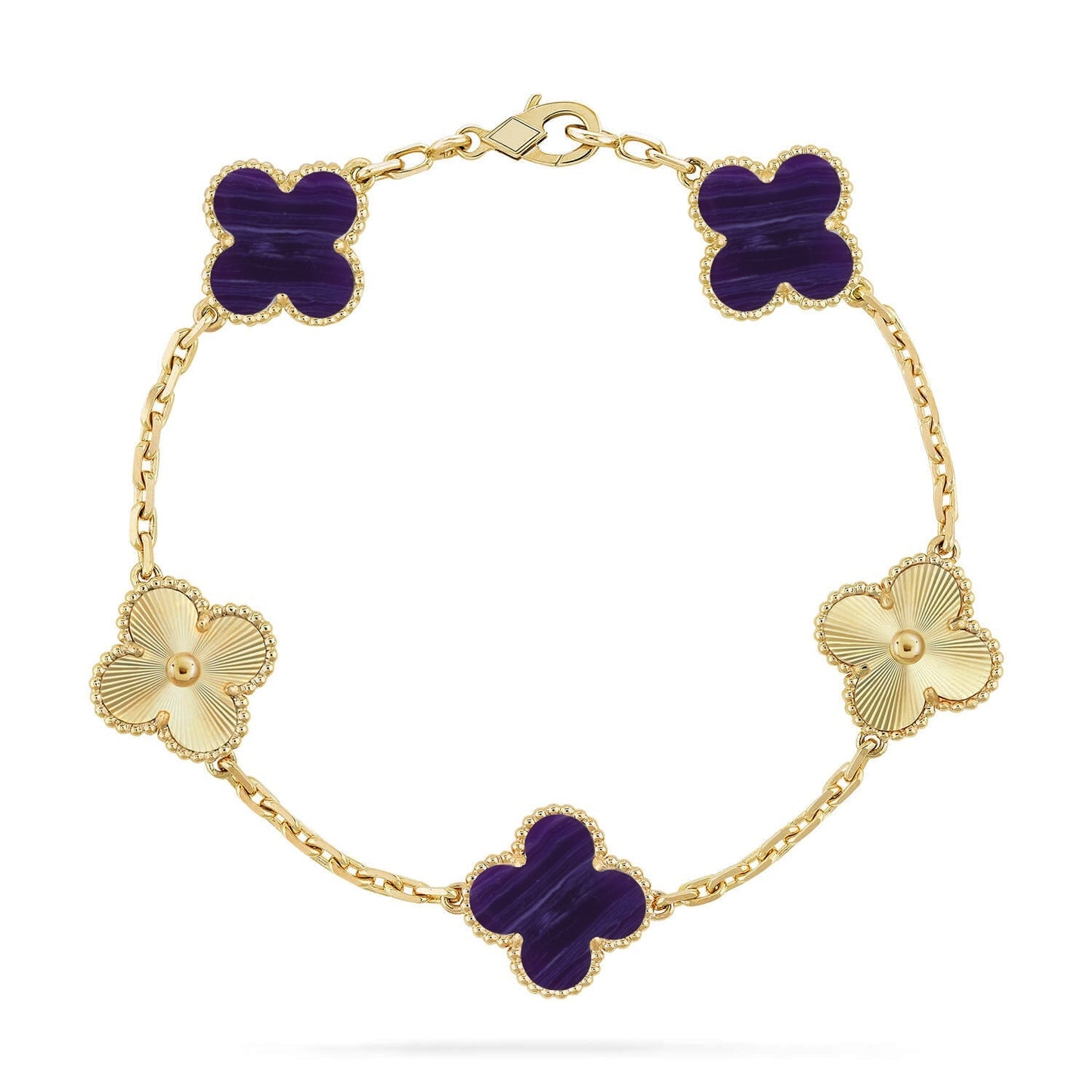 [Novalux]LUCKY CLOVER 5-MOTIF BRACELET - CHAROITE COLLECTION
