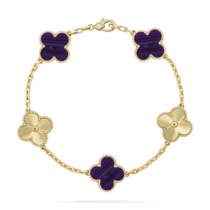 [Novalux]LUCKY CLOVER 5-MOTIF BRACELET - CHAROITE COLLECTION