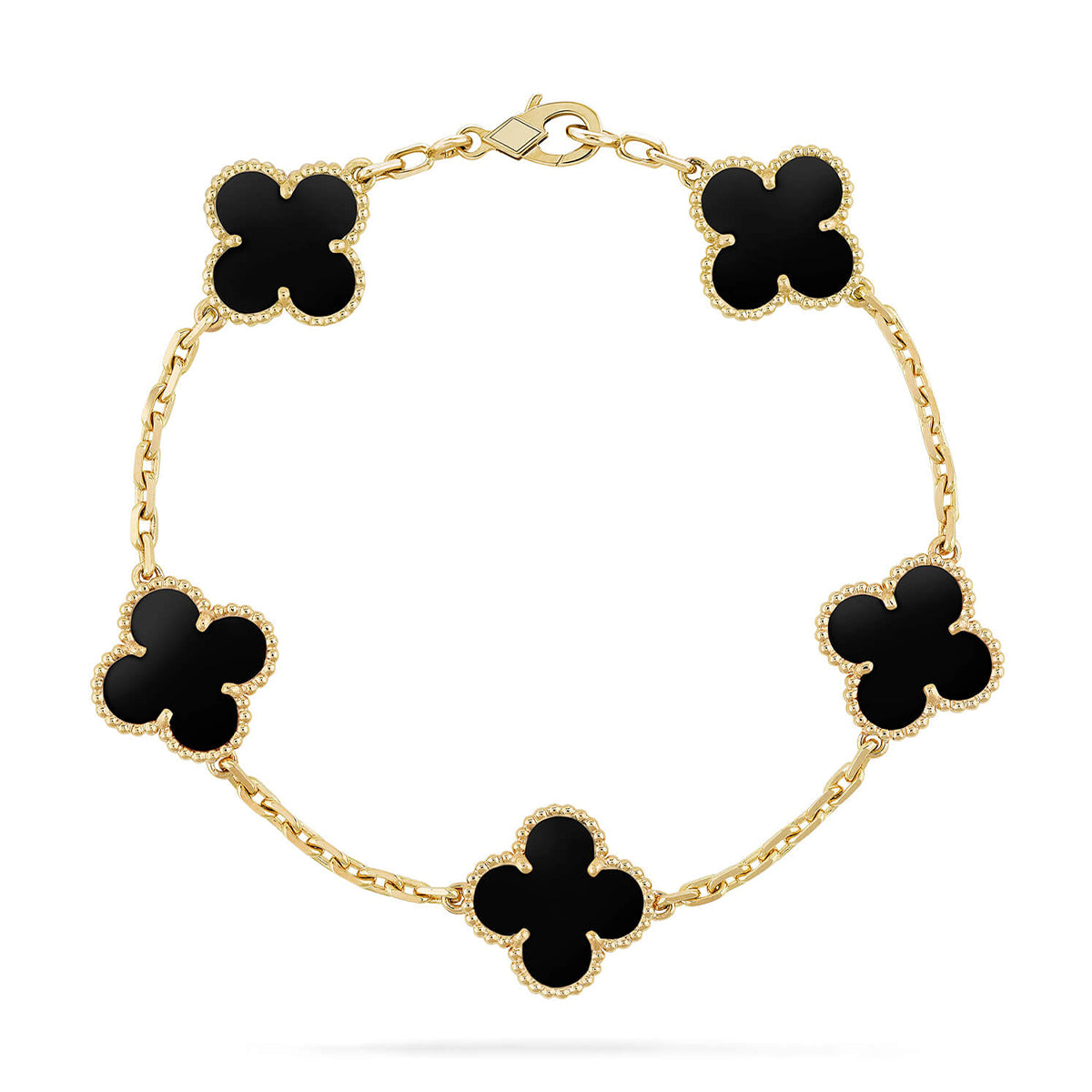 [Novalux]LUCKY CLOVER 5-MOTIF BRACELET - BLACK OXNY COLLECTION