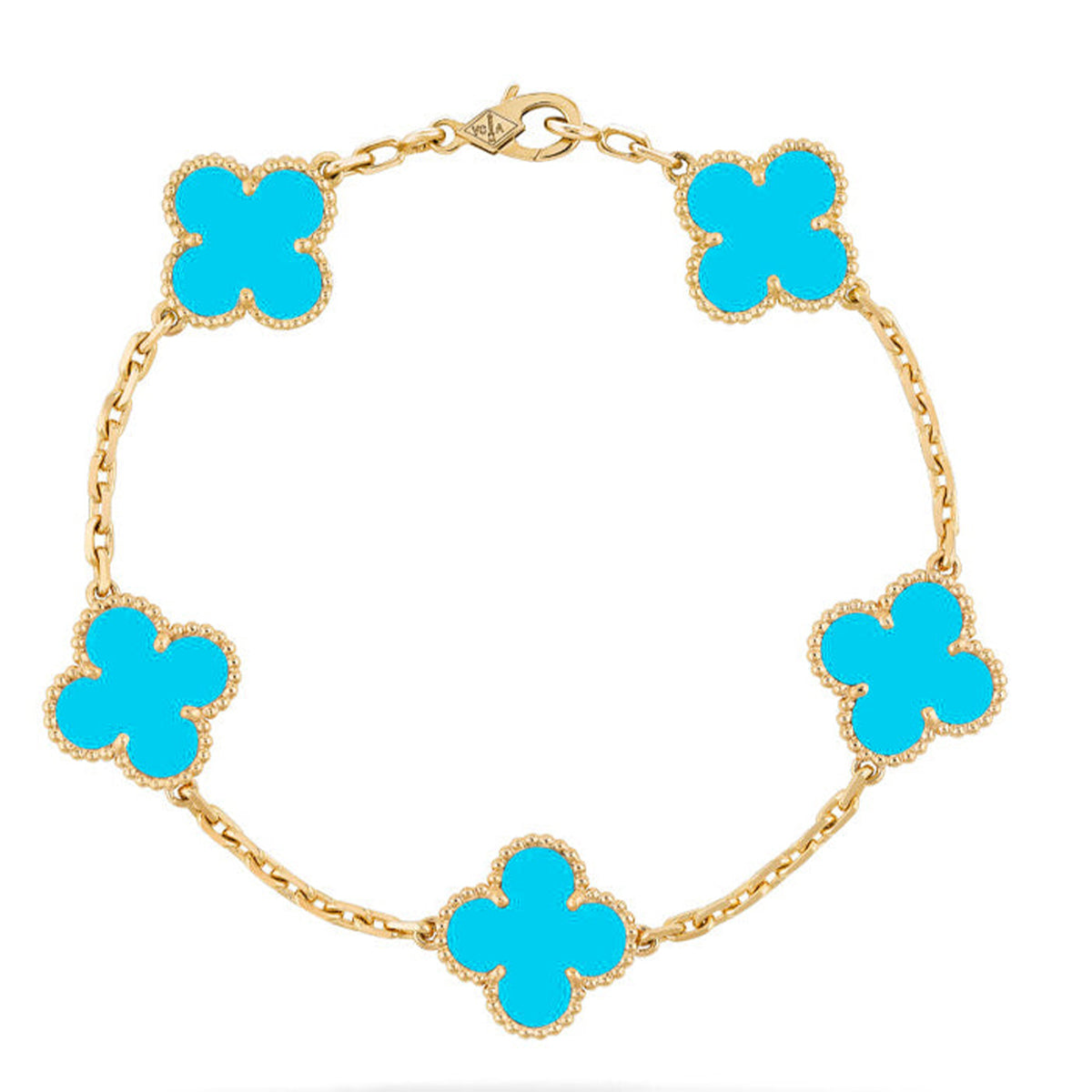[Novalux]LUCKY CLOVER 5-MOTIF BRACELET - TURQUOISE COLLECTION