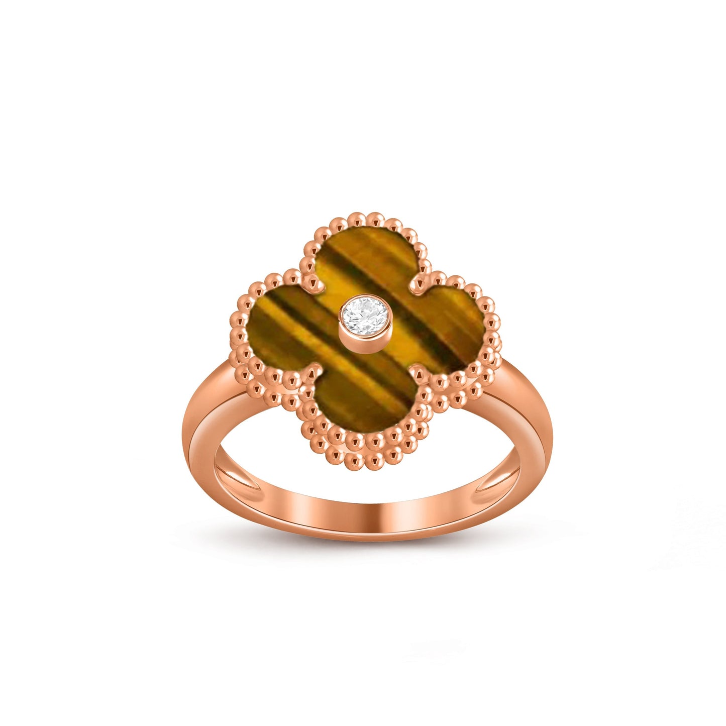 [Novalux]LUCKY CLOVER DIAMOND-ACCENT ROSE GOLD RING COLLECTION