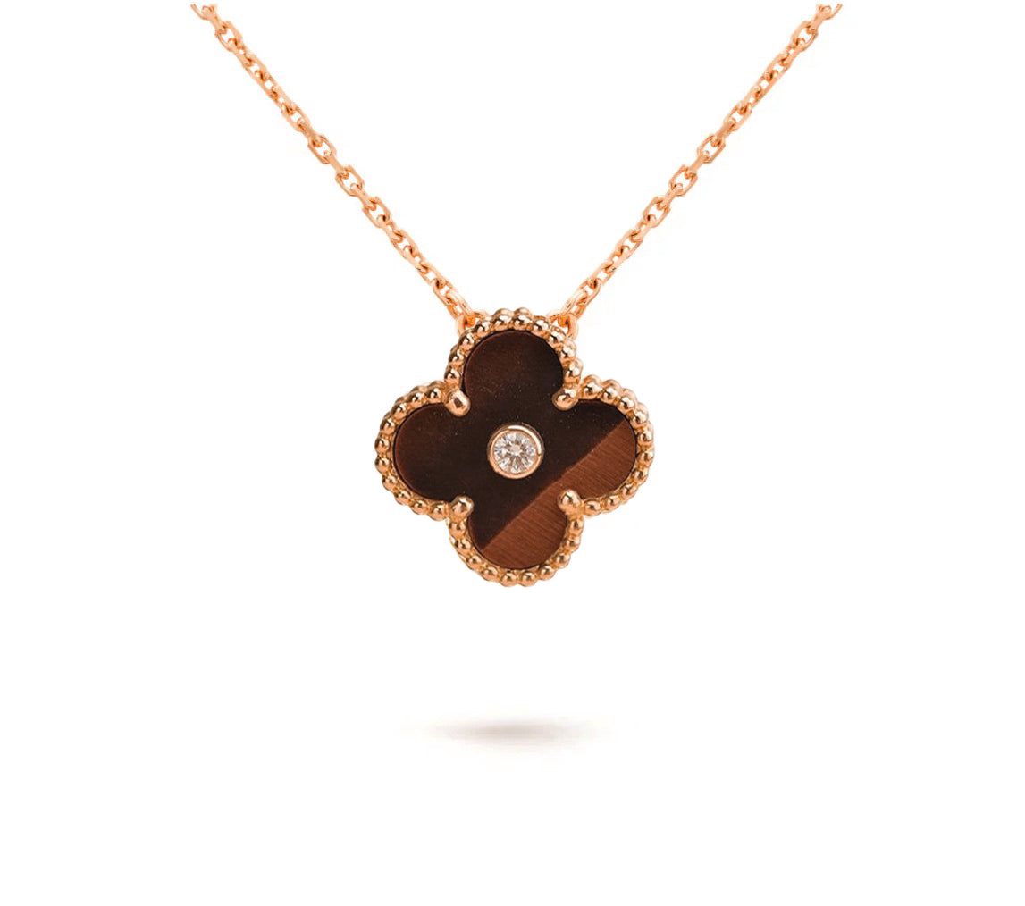 [Novalux]15MM CLOVER FLOWER DIAMOND PENDANT NECKLACE COLLECTION