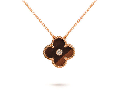 [Novalux]15MM CLOVER FLOWER DIAMOND PENDANT NECKLACE COLLECTION