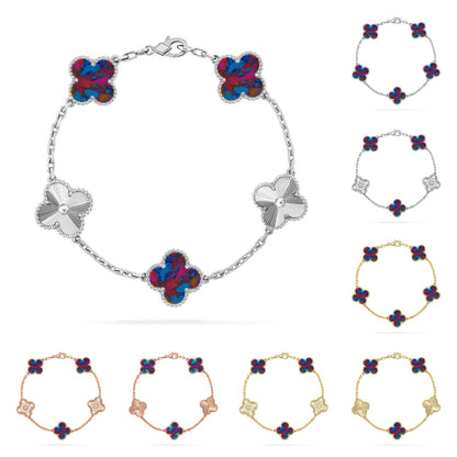 [Novalux]LUCKY CLOVER 5-MOTIF BRACELET - MULTI-GEM COLLECTION
