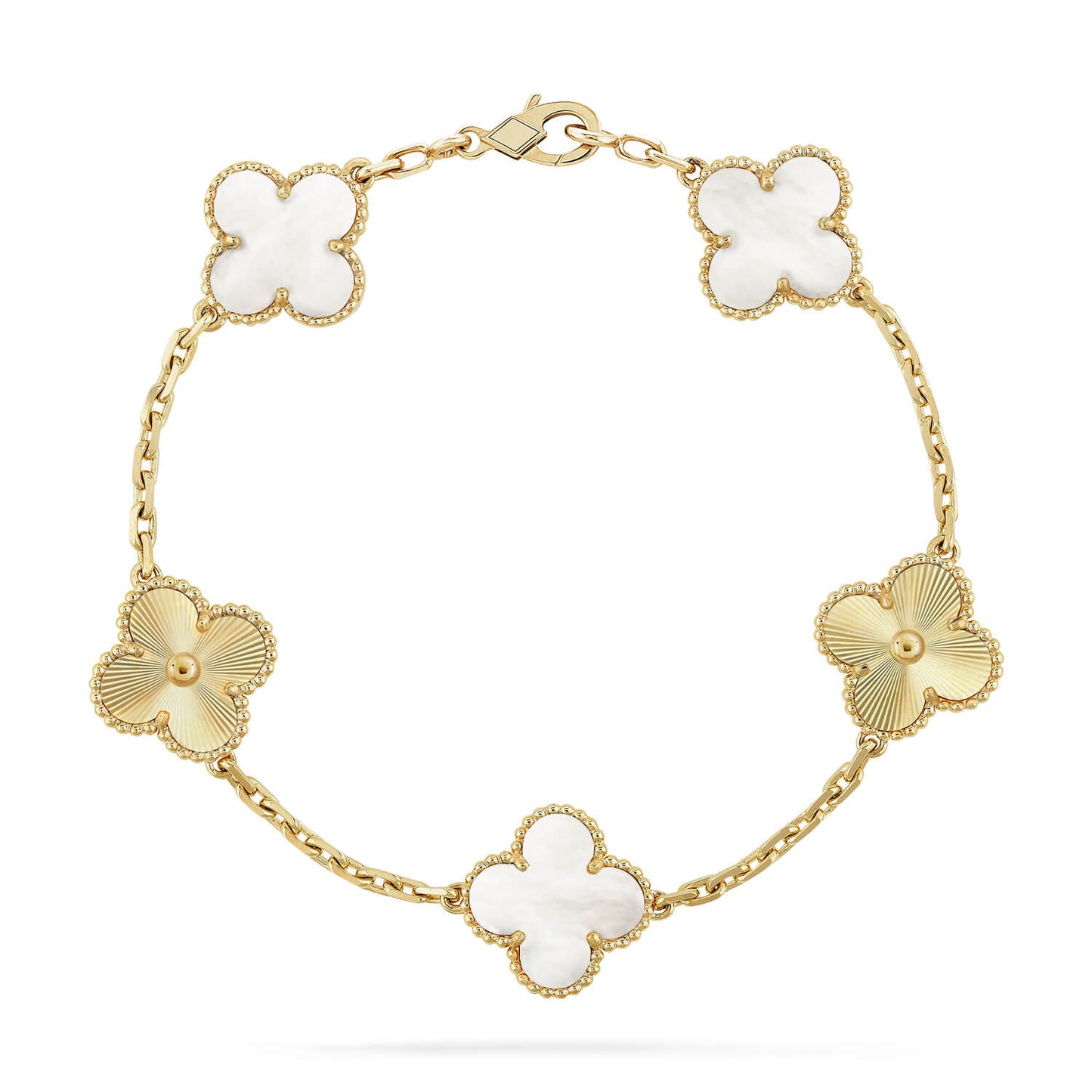 [Novalux]LUCKY CLOVER 5-MOTIF BRACELET - WHITE MOTHER-OF-PEARL COLLECTION