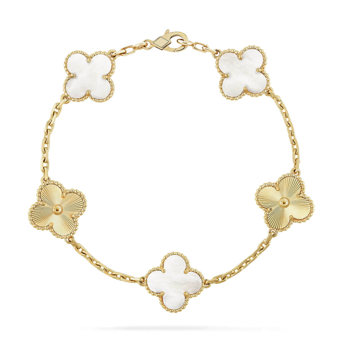 [Novalux]LUCKY CLOVER 5-MOTIF BRACELET - WHITE MOTHER-OF-PEARL COLLECTION