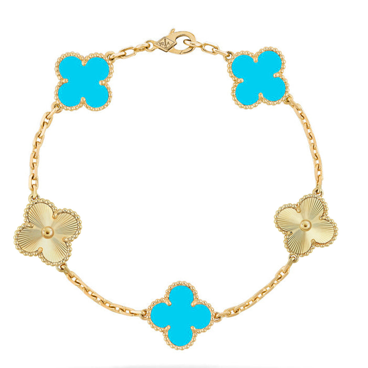 [Novalux]LUCKY CLOVER 5-MOTIF BRACELET - TURQUOISE COLLECTION