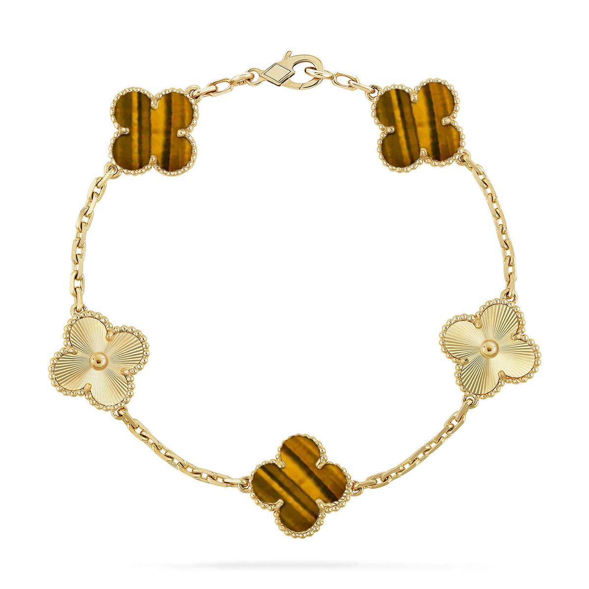 [Novalux]LUCKY CLOVER 5-MOTIF BRACELET -  TIGER’S EYE COLLECTION