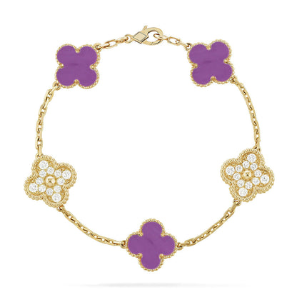 [Novalux]LUCKY CLOVER 5-MOTIF BRACELET - VIOLET COLLECTION