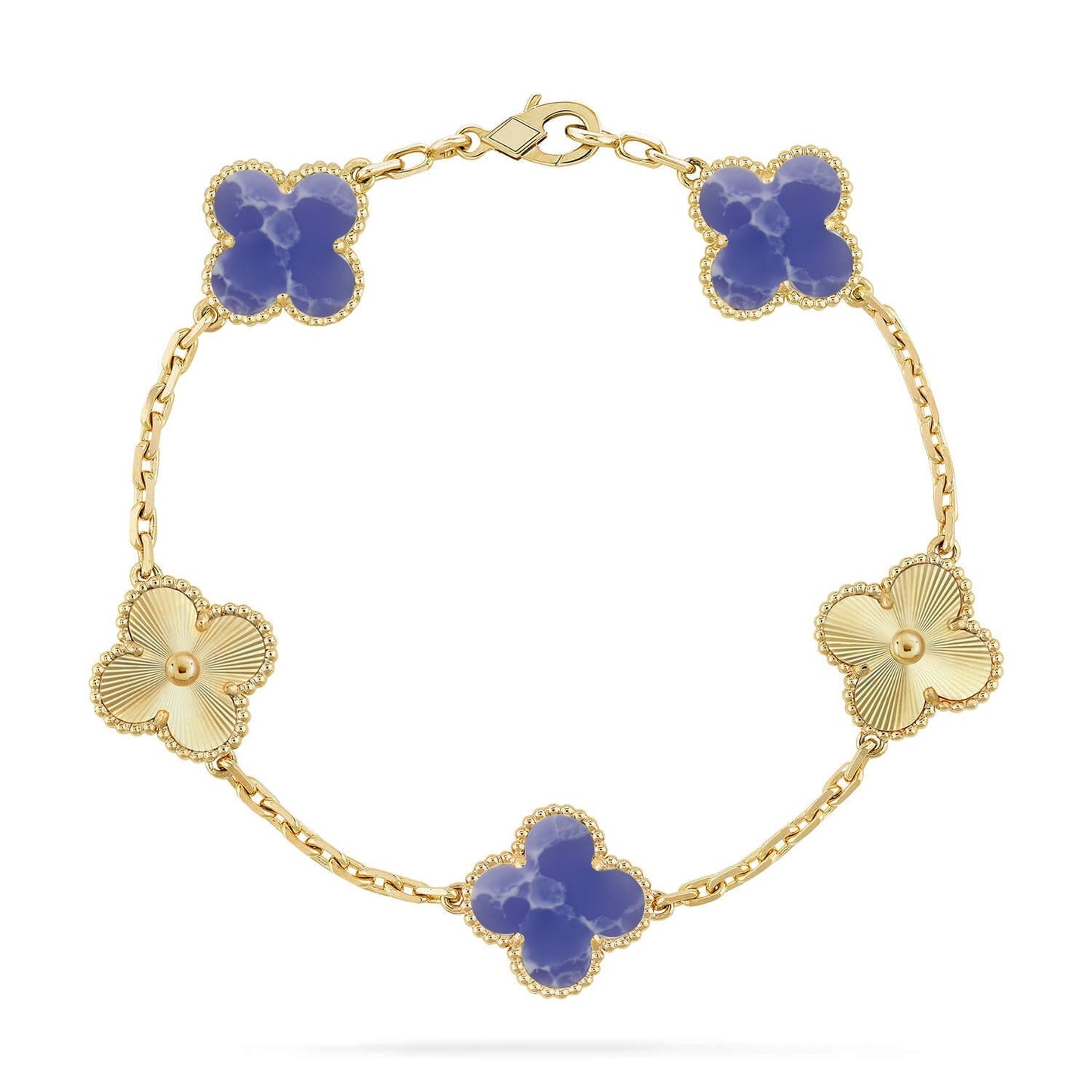 [Novalux]LUCKY CLOVER 5-MOTIF BRACELET - BLUE LARIMAR COLLECTION