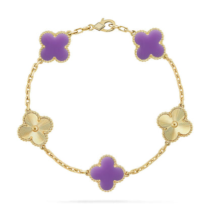 [Novalux]LUCKY CLOVER 5-MOTIF BRACELET - LAVENDER COLLECTION