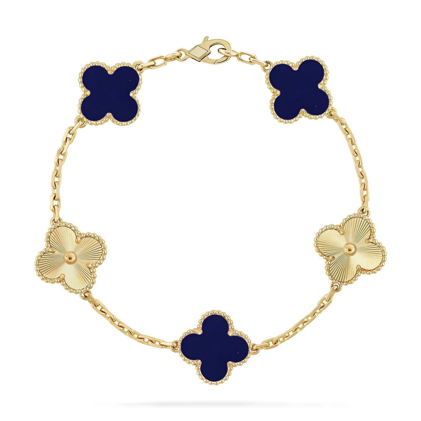 [Novalux]LUCKY CLOVER 5-MOTIF BRACELET - LAPIS LAZULI COLLECTION