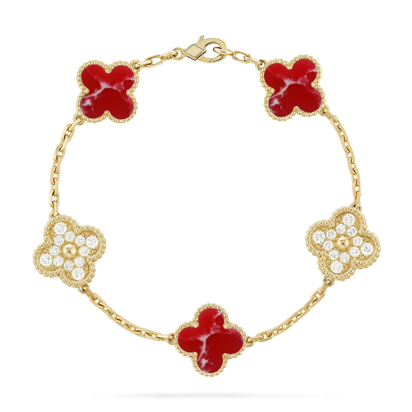 [Novalux]LUCKY CLOVER 5-MOTIF BRACELET - RED LARIMAR COLLECTION