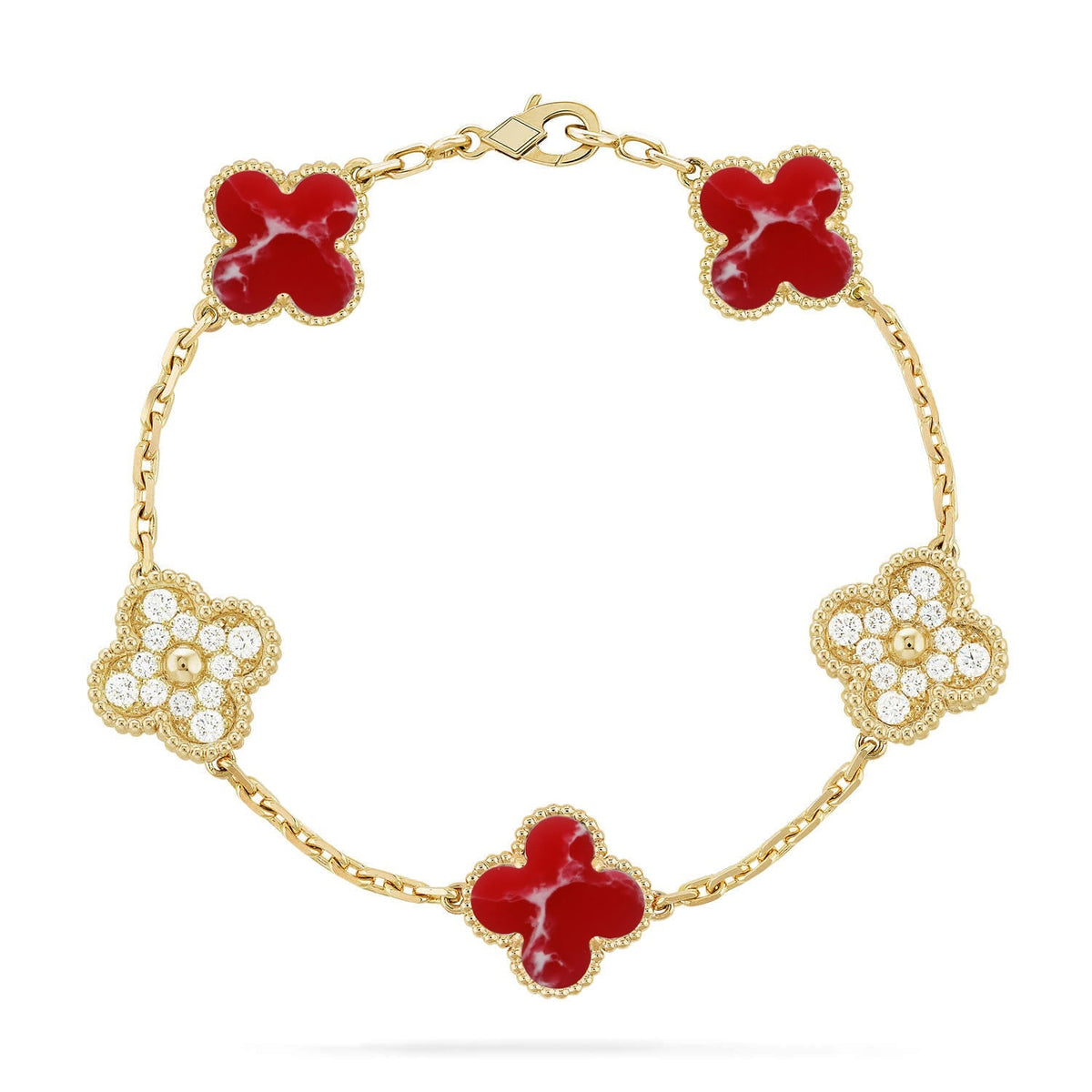 [Novalux]LUCKY CLOVER 5-MOTIF BRACELET - RED LARIMAR COLLECTION