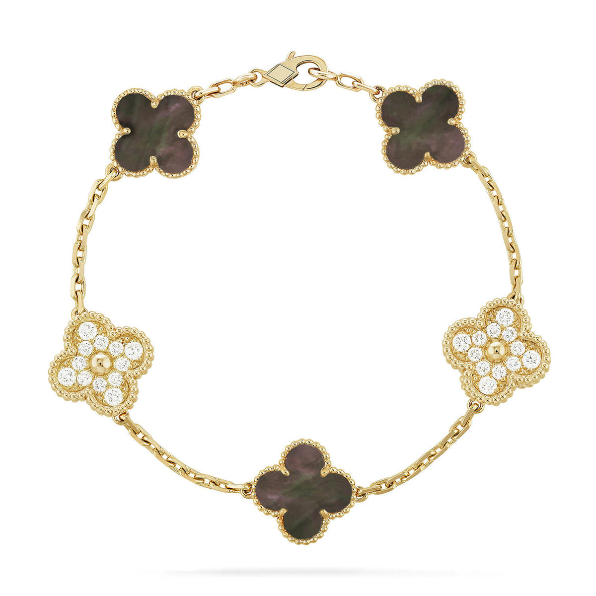 [Novalux]LUCKY CLOVER 5-MOTIF BRACELET - GREY MOTHER-OF-PEARL COLLECTION