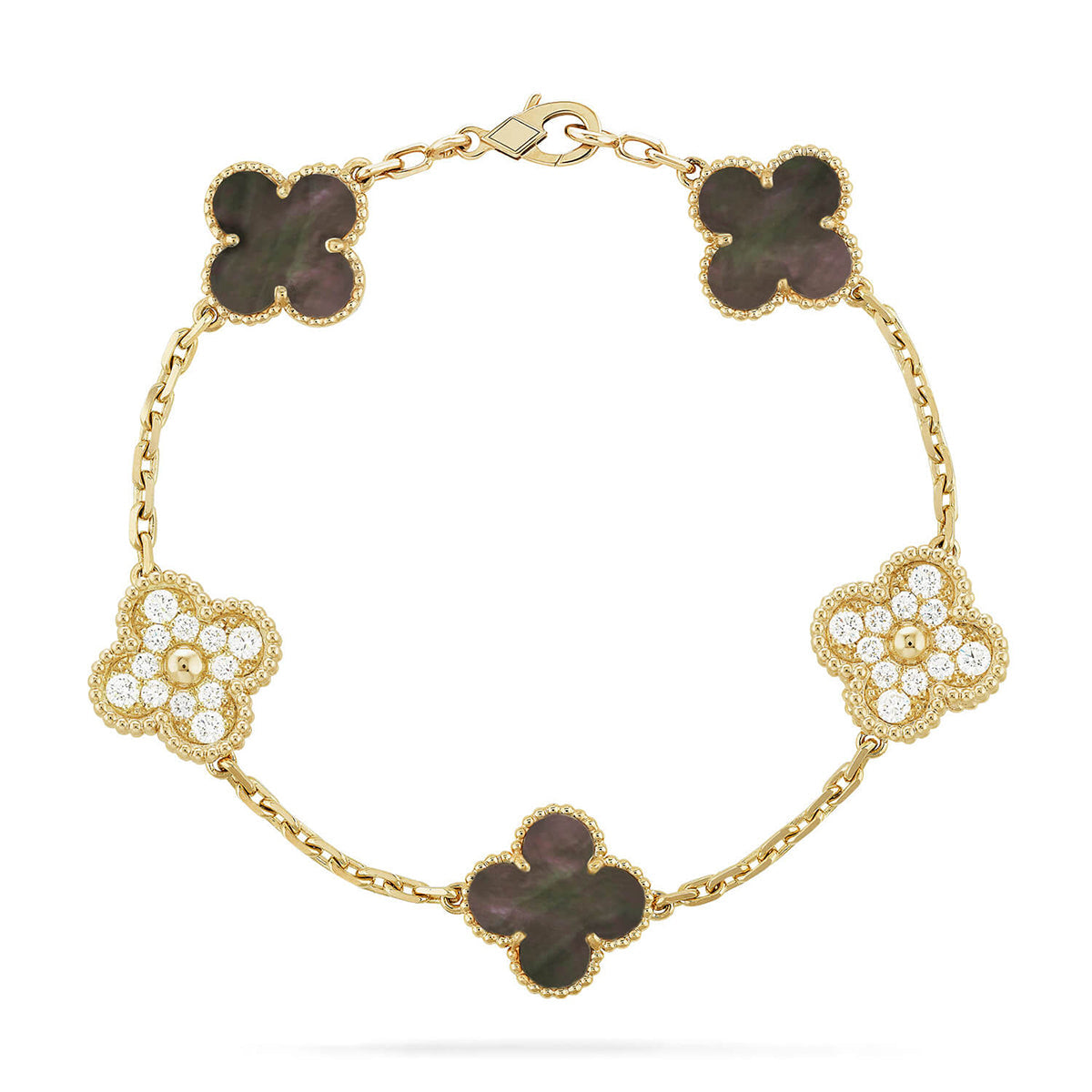 [Novalux]LUCKY CLOVER 5-MOTIF BRACELET - GREY MOTHER-OF-PEARL COLLECTION