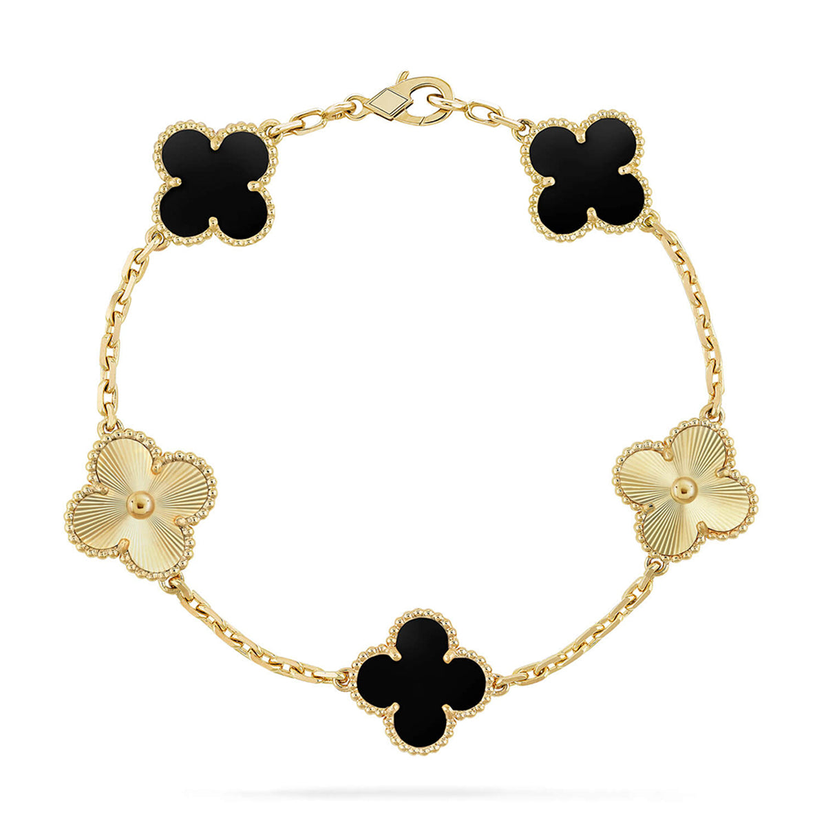 [Novalux]LUCKY CLOVER 5-MOTIF BRACELET - BLACK OXNY COLLECTION