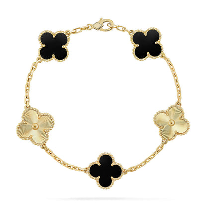 [Novalux]LUCKY CLOVER 5-MOTIF BRACELET - BLACK OXNY COLLECTION