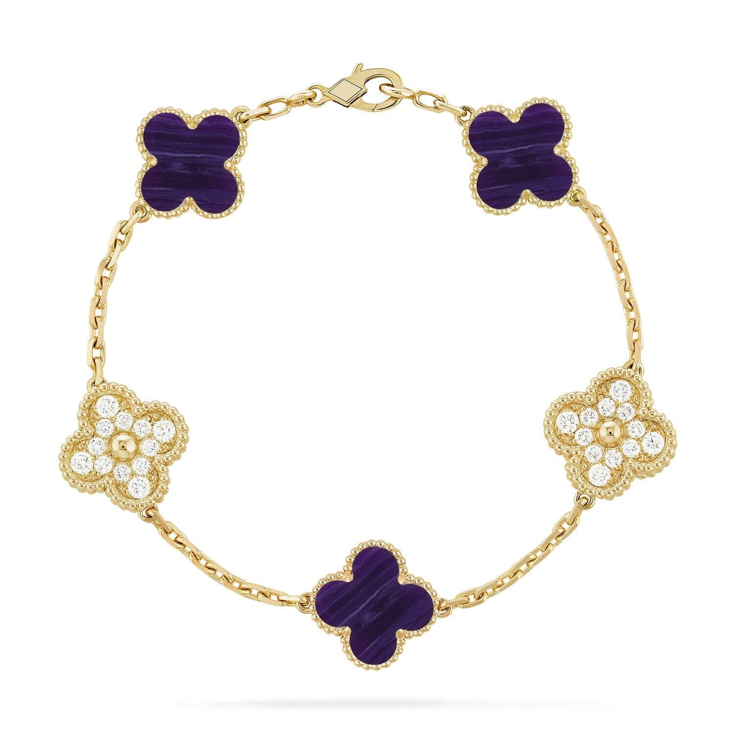 [Novalux]LUCKY CLOVER 5-MOTIF BRACELET - CHAROITE COLLECTION