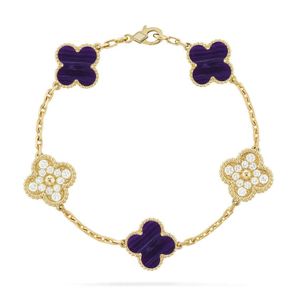 [Novalux]LUCKY CLOVER 5-MOTIF BRACELET - CHAROITE COLLECTION