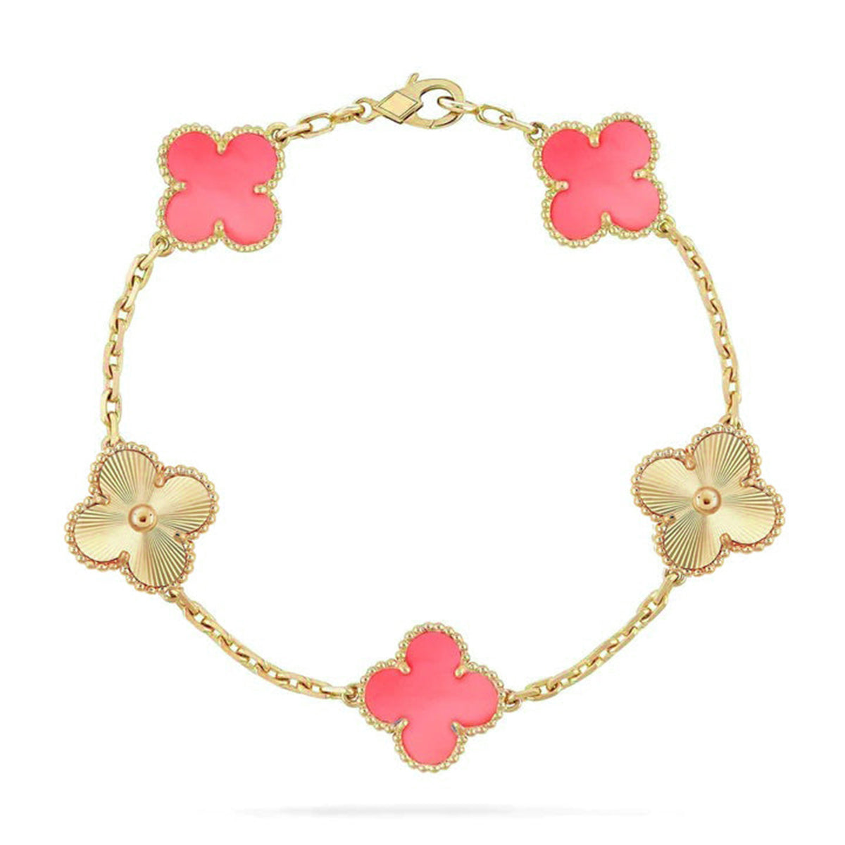 [Novalux]LUCKY CLOVER 5-MOTIF BRACELET - PINK MOTHER-OF-PEARL COLLECTION