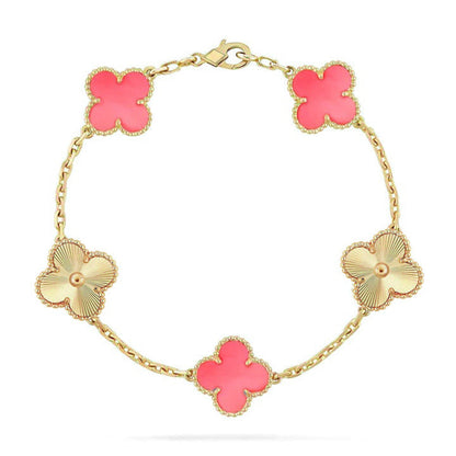[Novalux]LUCKY CLOVER 5-MOTIF BRACELET - PINK MOTHER-OF-PEARL COLLECTION