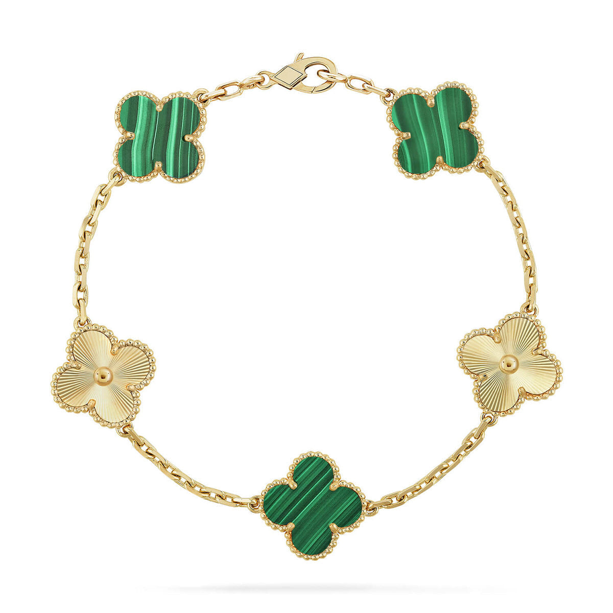 [Novalux]LUCKY CLOVER 5-MOTIF BRACELET - MALACHITE COLLECTION